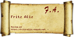 Fritz Aliz névjegykártya